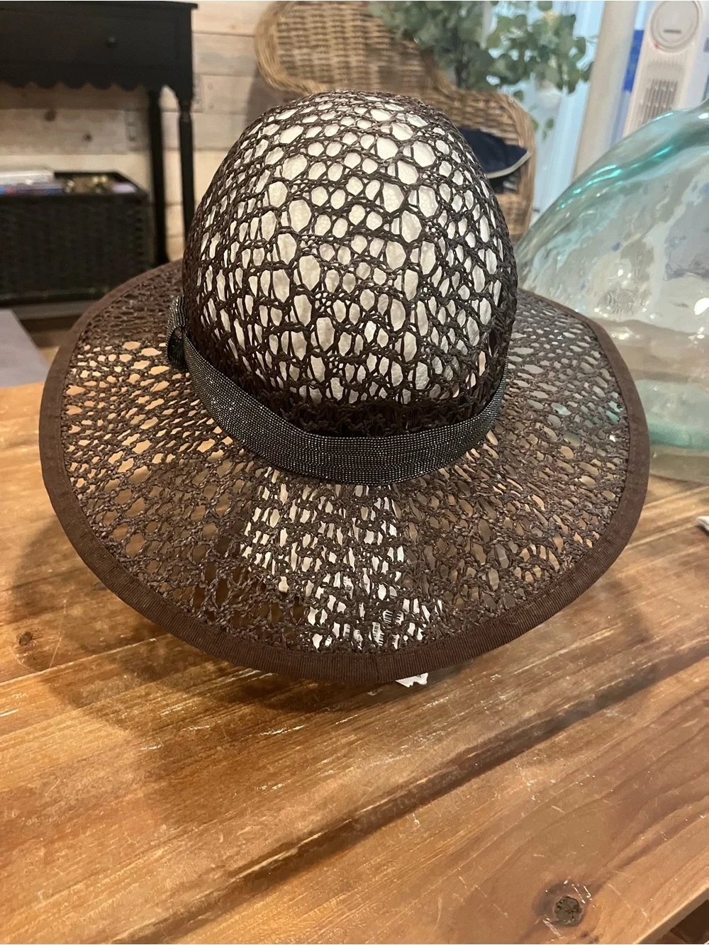 Brunello Cucinelli Raffia Effect Brimmed Hat NWT